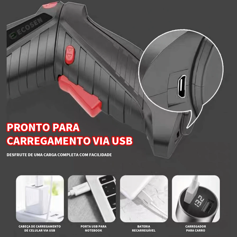 Furadeira elétrica manual, usb carregando acessórios