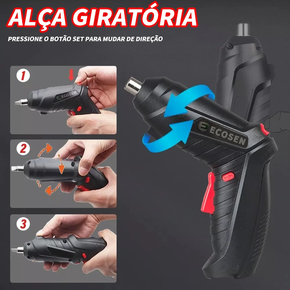 Furadeira elétrica manual, usb carregando acessórios