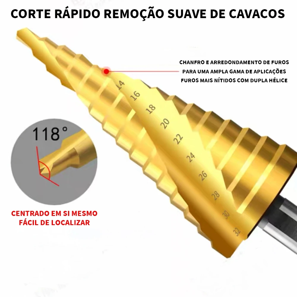 Conjunto de brocas profissionais, perfuração de precisão, 4-12mm, 4-20mm e 4-32mm