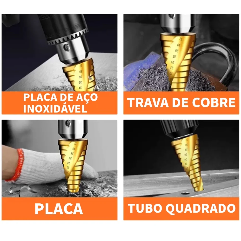 Conjunto de brocas profissionais, perfuração de precisão, 4-12mm, 4-20mm e 4-32mm