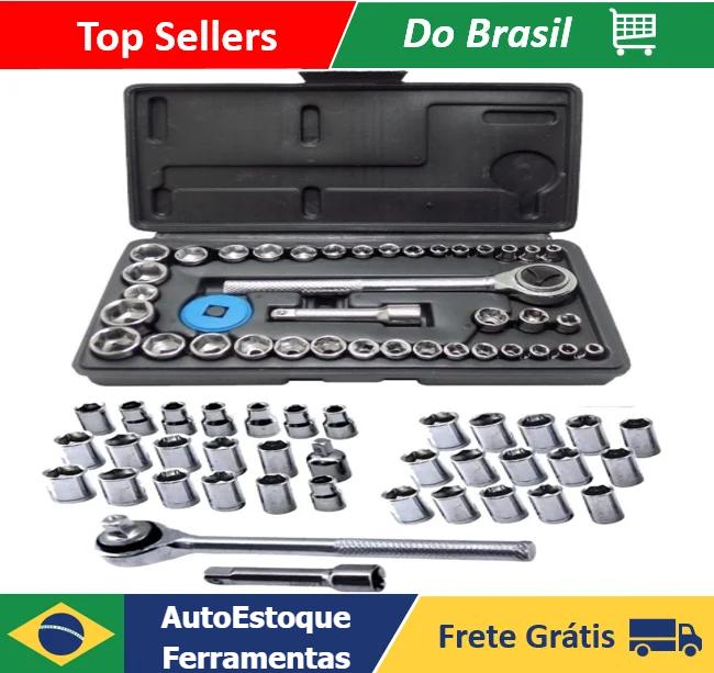Kit Chaves Jogo Catraca Reversível canhão 1/4 Soquetes 40 Peças Maleta - Neverdie Store